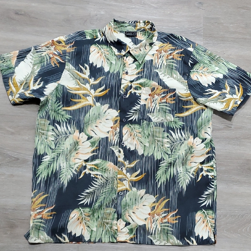 Men's Tropical Print Shirt - Green and Yellow